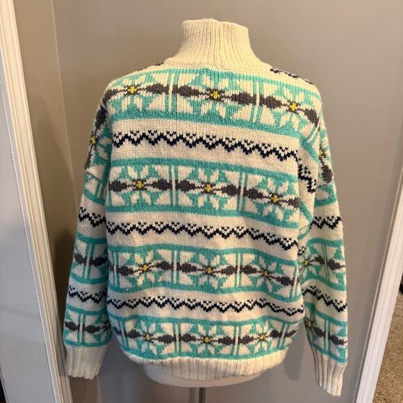 American Eagle AE Fairisle Knit Sweater Mock Neck Sz Small Scandi Cozy Oversized - Picture 4 of 12